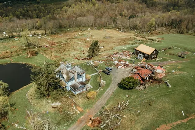 home damaged by tornado